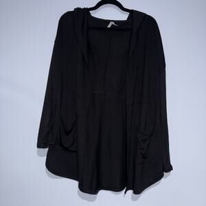 MUDD Y2K Retro Women’s Hooded Open Front Black Cardigan Size Large